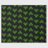 Fluorescent Neon Green Tennis Rackets Muster Geschenkpapier (Flach)