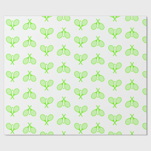 Fluorescent Neon Green Tennis Rackets Racquet Geschenkpapier (Flach)