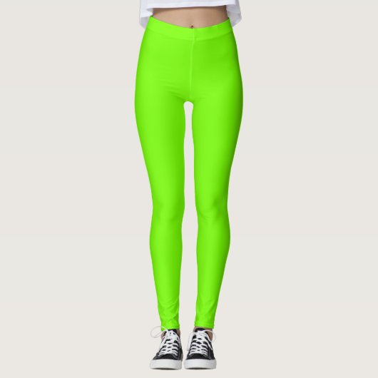 Fluorescent Neon Lime Green Yoga Leggings (Vorderseite)
