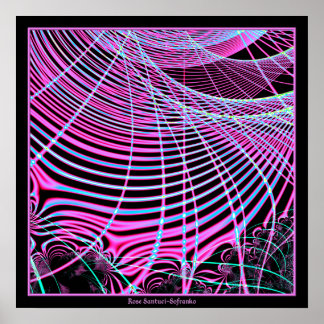Fluorescent Neon Web Fraktal Poster