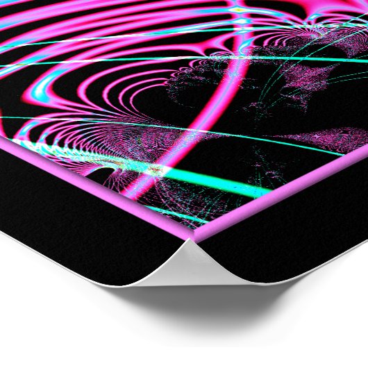 Fluorescent Neon Web Fraktal Poster (Ecke)