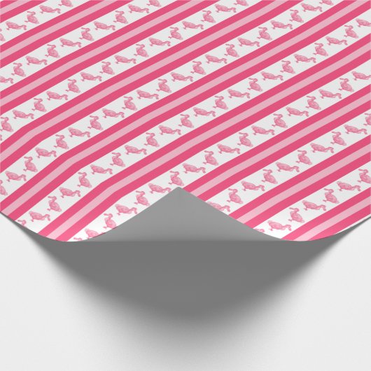 Fluorescent Pink Dodo Stripe Geschenkpapier (Ecke)
