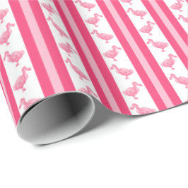 Fluorescent Pink Dodo Stripe Geschenkpapier