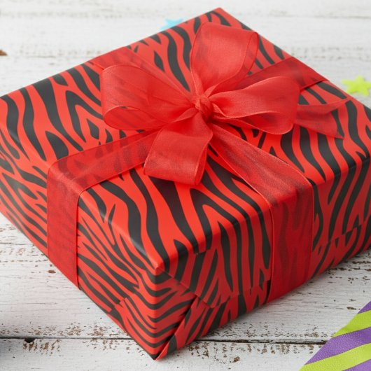 Fluorescent Red Small Zebra Print Geschenkpapier