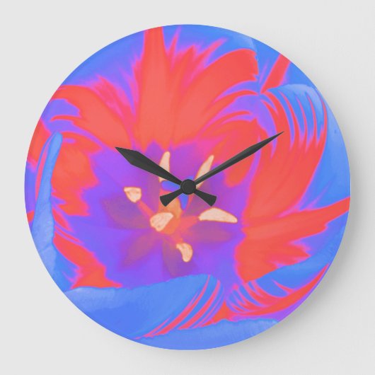Fluorescent Tulip Wall Clock Große Wanduhr (Vorderseite)