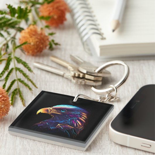 Fluorescent Vivid Radiant Eagle Artistic Schlüsselanhänger (Vorderseite rechts)
