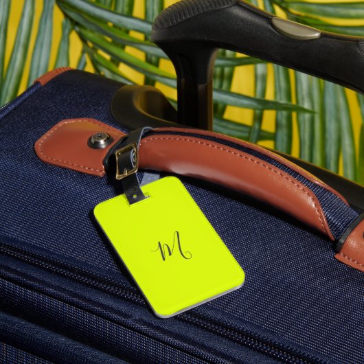 fluorescent yellow - chic monogram luggage tag gepäckanhänger (Vorderseite Insitu 1)
