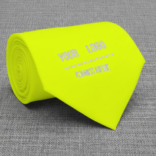 fluoreszentes Gelb einfarbig - Logo hinzufügen Krawatte