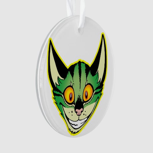 Fluoreszenz-Cartoon-Katze Acrylschmuck Ornament (Vorderseite)