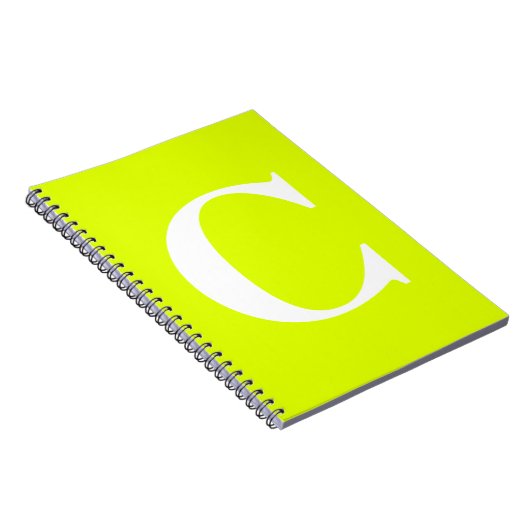 Fluoreszenz Chartreuse Yellow Neon Name Monogram Notizblock (Rechte Seite)