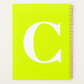 Fluoreszenz Chartreuse Yellow Neon Name Monogram Planer (Rückseite)