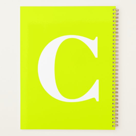 Fluoreszenz Chartreuse Yellow Neon Name Monogram Planer (Rückseite)