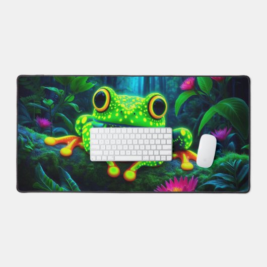 Fluoreszenz-Frosch, Augen-fangene Neontiere Schreibtischunterlage (Tastatur & Maus)