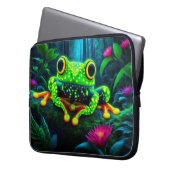 Fluoreszenz Frosch Laptopschutzhülle (Vorderseite Links)