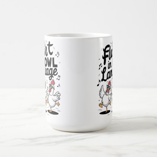 Fluoreszenz in Hühnersprachen tanzenden Hühnern Kaffeetasse (Mittel)