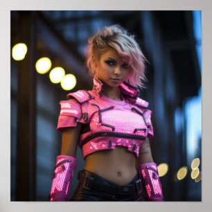 Fluoreszenz-Pink-Cyberpunk-Outfit-Poster - V Poster