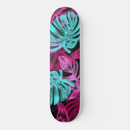 Fluoreszenz-tropische Palme Skateboard (Vorderseite)