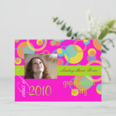 Fluoreszenzblasen der Mod/heißrosa/orange/Limon Einladung (Stehend Vorderseite)