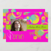 Fluoreszenzblasen der Mod/heißrosa/orange/Limon Einladung (Vorne/Hinten)