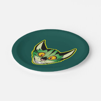Fluoreszenzfarbstoff-Cartoon-Cat-Paper-Teller Pappteller