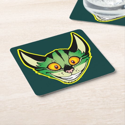 Fluoreszenzfarbstoff-Cartoon-Cat-Paper-Untersetzer Rechteckiger Pappuntersetzer (angewinkelt)