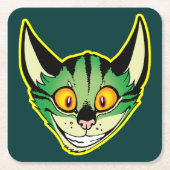 Fluoreszenzfarbstoff-Cartoon-Cat-Paper-Untersetzer Rechteckiger Pappuntersetzer (Vorderseite)