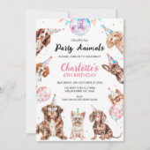 Fluoreszierende anrufende Party Hunde zum Geburtst Einladung (Vorderseite)