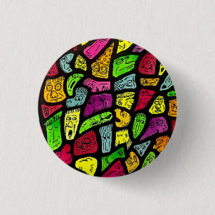Fluoreszierende Cartoon-Seltsame-Gesichter-Zeichnu Button
