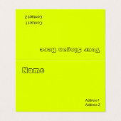 fluoreszierende gelbe Vollfarbe Visitenkarten (Außenseite Aufgefaltet)