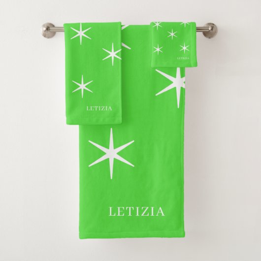 fluoreszierende, grün weiße Glitzern Badhandtuch Set (Insitu)