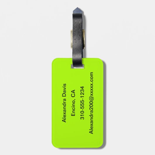fluoreszierende grüne Solid Color Gepäckanhänger (Rückseite vertikal)