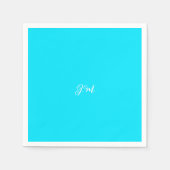 Fluoreszierende Neon Blau Vollfarbeninitialen Name Serviette (Vorderseite)