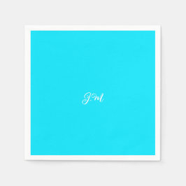 Fluoreszierende Neon Blau Vollfarbeninitialen Name Serviette