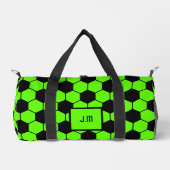 Fluoreszierende Neon-Green-Fußball-Fanspieler-Init Duffle Bag (Vorderseite)