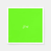 Fluoreszierende Neon grüne Vollfarbeninitialen Nam Serviette (Vorderseite)
