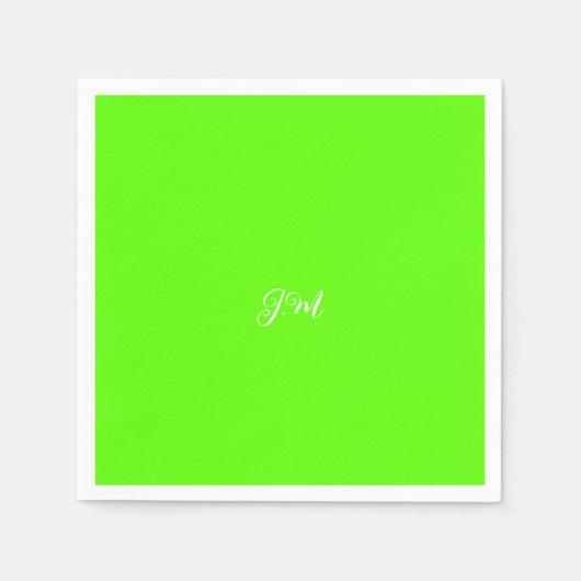 Fluoreszierende Neon grüne Vollfarbeninitialen Nam Serviette (Vorderseite)