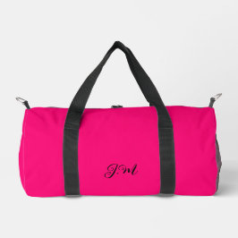 Fluoreszierende Neon rosa Vollfarbeninitialen Name Duffle Bag