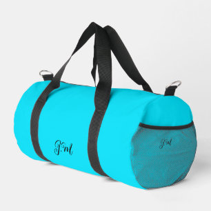 Fluoreszierende neonblaue einfarbige Initialen Nam Duffle Bag