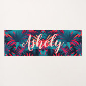 Fluoreszierende tropische Aquarellpalme Blätter Na Yogamatte (Rückseite (Horizontal))