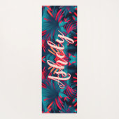 Fluoreszierende tropische Aquarellpalme Blätter Na Yogamatte (Rückseite)