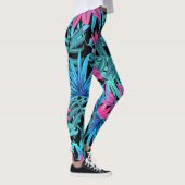 Fluoreszierende tropische Palmen Blätter Leggings (Rechts)