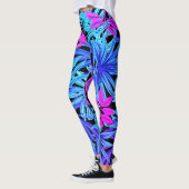 Fluoreszierende tropische Palmen Blätter Leggings (Links)