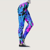 Fluoreszierende tropische Palmen Blätter Leggings (Rechts)