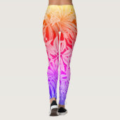 Fluoreszierende tropische Palmen Blätter Leggings (Rückseite)