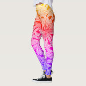 Fluoreszierende tropische Palmen Blätter Leggings (Links)