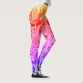 Fluoreszierende tropische Palmen Blätter Leggings (Rechts)