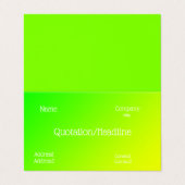 fluoreszierender grün-gelber Farbverlauf Visitenkarten (Außenseite Aufgefaltet)