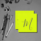 fluoreszierendes gelb - chic monogramm quadratische visitenkarte