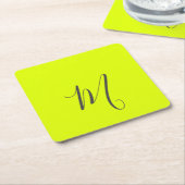 fluoreszierendes gelb - chic monogramm rechteckiger pappuntersetzer (angewinkelt)
