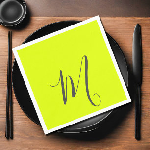 fluoreszierendes gelb - chic monogramm serviette